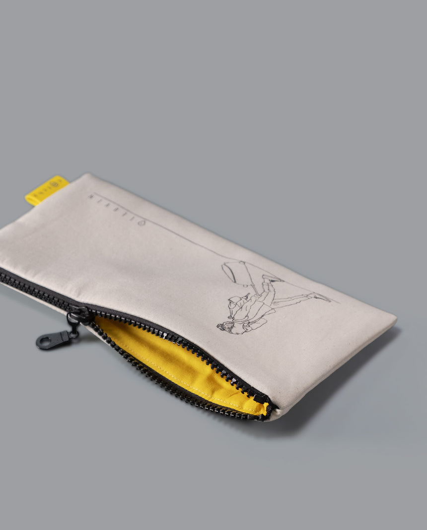 Zipper Pouch -Leuven Illustration- Handmade from natural cotton canvas, Screen-printed